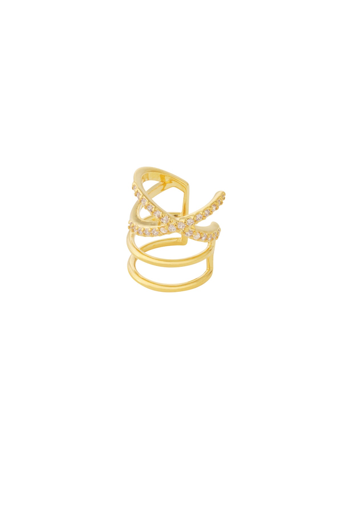 damen ohrklemmen geometrisch zirkon | kupfer | goldfarbe & silberfarbe