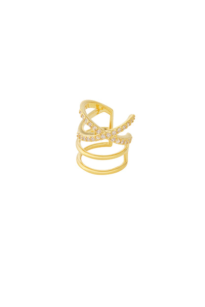 Damen Ohrklemmen Geometrisch Zirkon | Kupfer | Goldfarbe & Silberfarbe