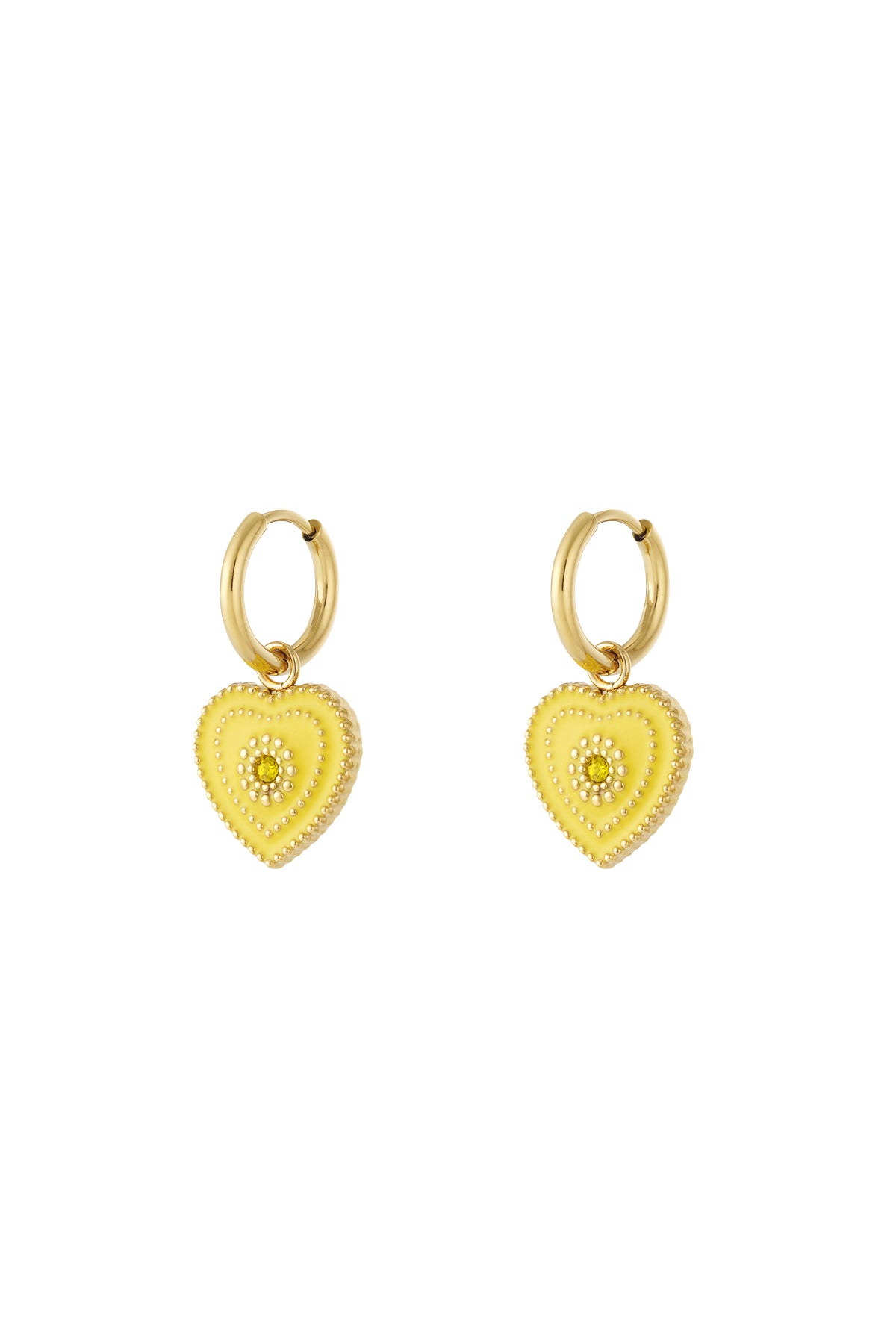 damen ohrringe herz charm 14k | edelstahl vergoldet | hellrosa & rosenrot & gelb