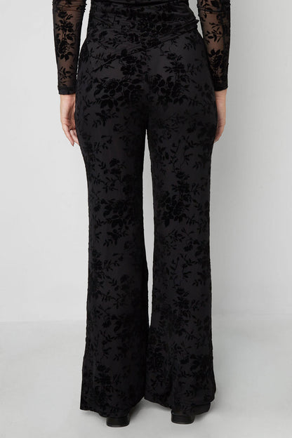 Damen Hose Mesh Floral Wildleder | Polyester | Schwarz
