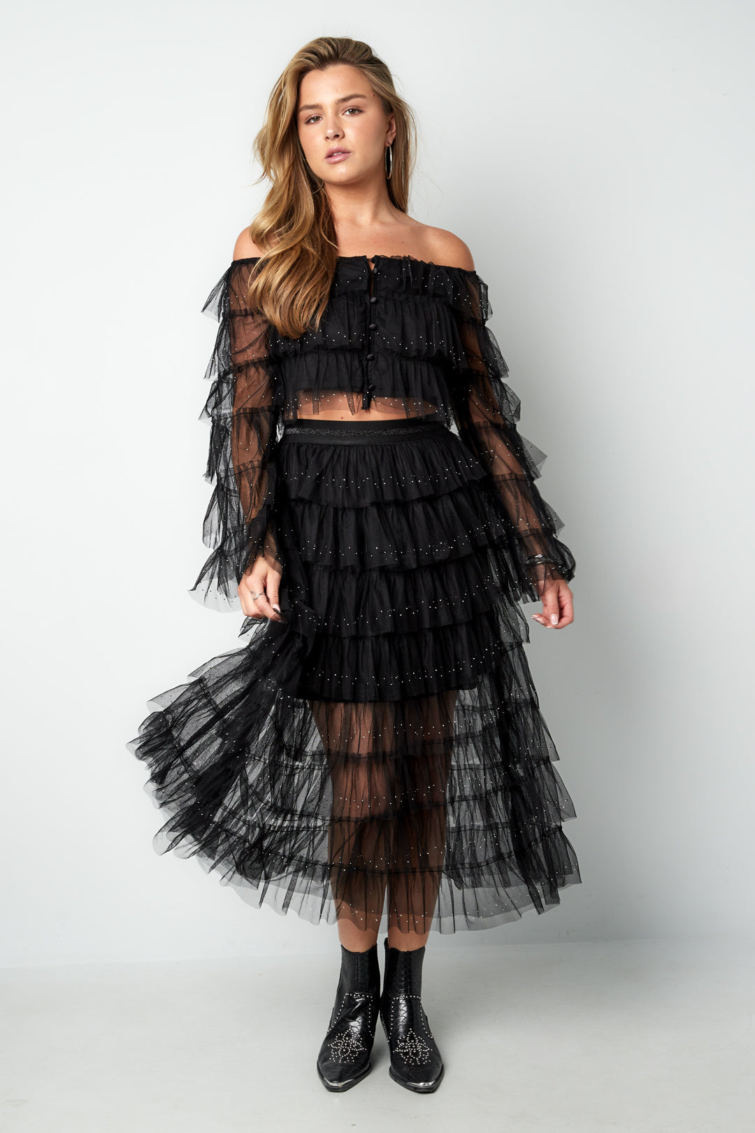 Damen Tüllrock Elegant | Polyester | Schwarz
