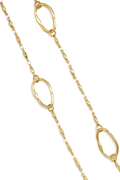 Lange Edelstahlkette in ovaler Form, schlicht, für jeden Tag, Damenschmuck