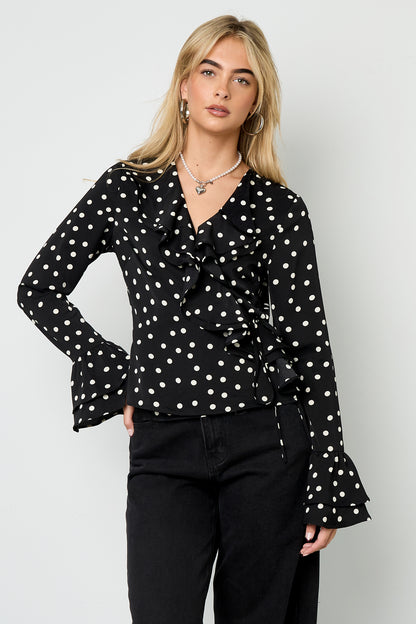 Gewebte Polyesterfaser Damen-Bluse Elegante Punkte