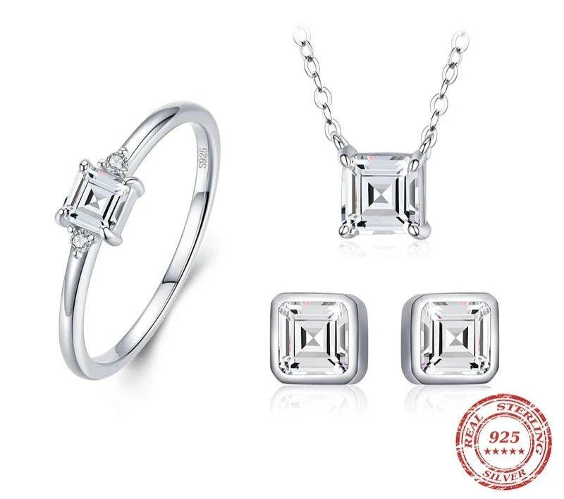 finityzoneelegantes 925er silber set: funkelnder schmuck für damen