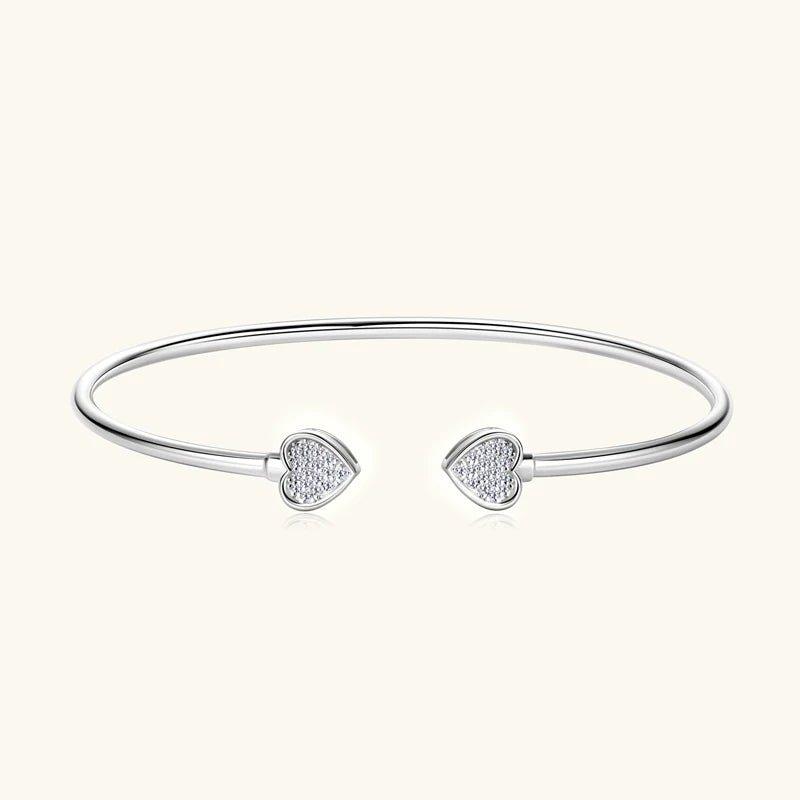 finityzoneelegantes herz - cuff - armband aus sterling silber mit moissanit