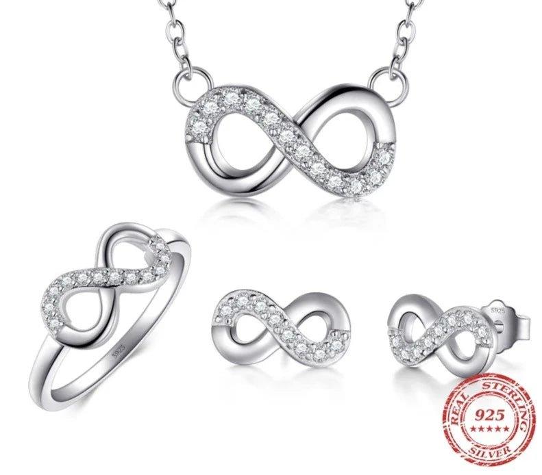 finityzoneelegantes sterling silber unendliche liebe schmuckset: liebevoller glanz für sie