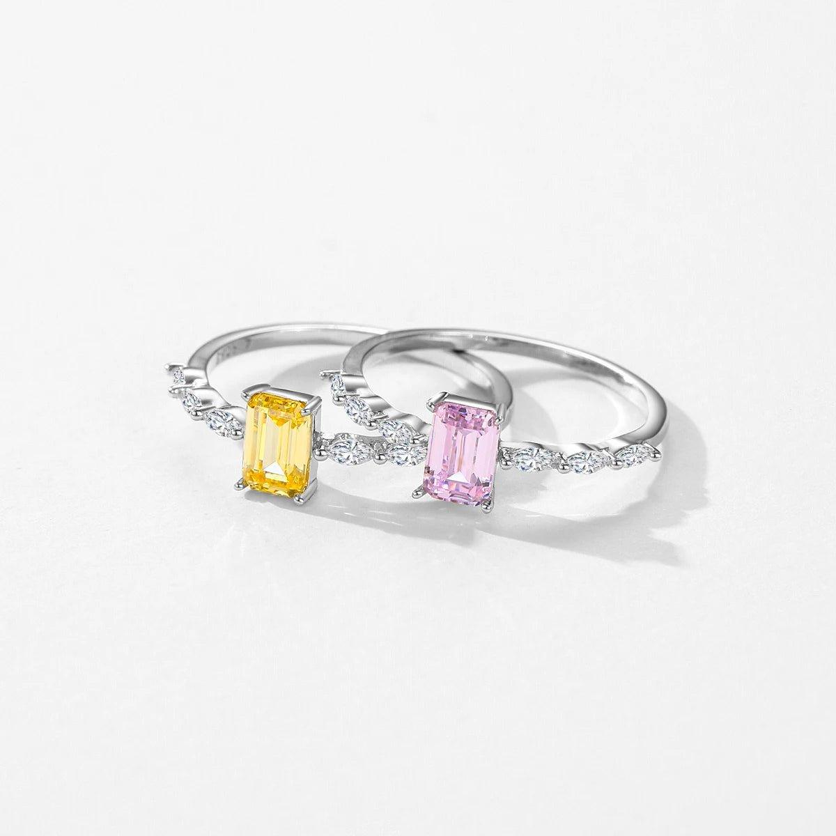 finityzoneexklusiver 925er sterling silber ring mit pinken und gelben zirkonia