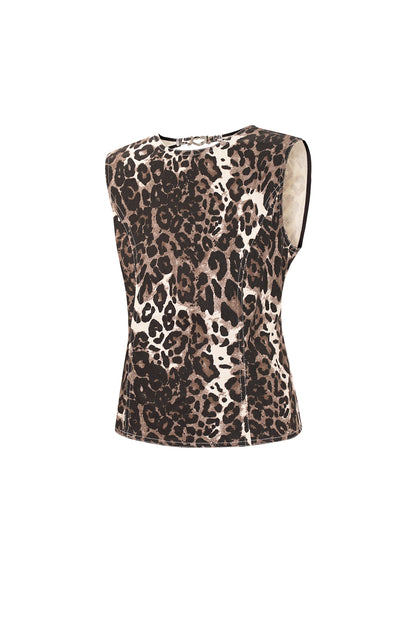 Damen Tanktop Leopardenmuster | Baumwolle | Braun