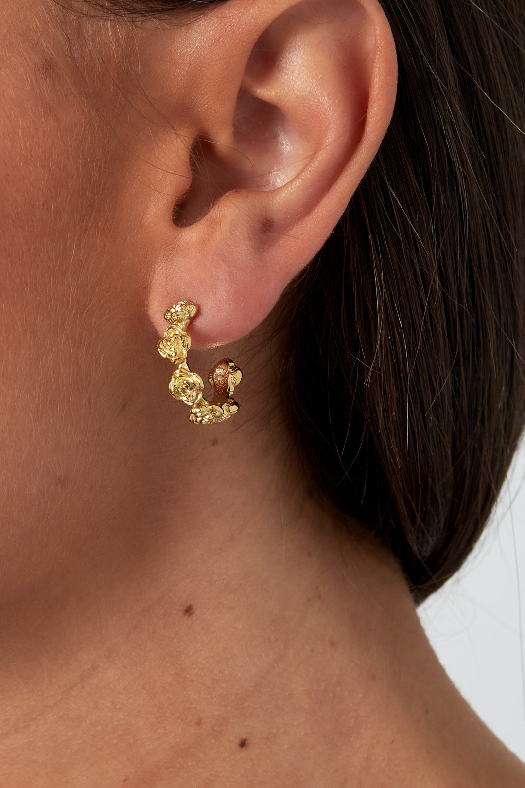 Damen Ohrringe Blumenmuster 14K | Edelstahl vergoldet | Goldfarbe