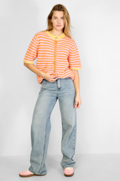 Damen Weste Streifenstrick Leicht | Polyester | Mehrfarbig