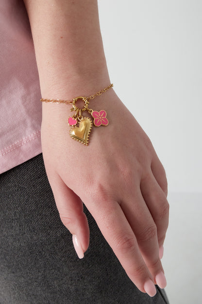 Damen Armband Emaille Herz DIY | Vergoldet | Goldfarbe