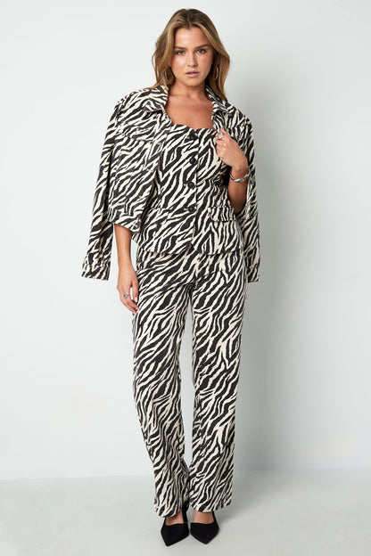 Damen Hose Zebramuster | Baumwolle | Schwarz