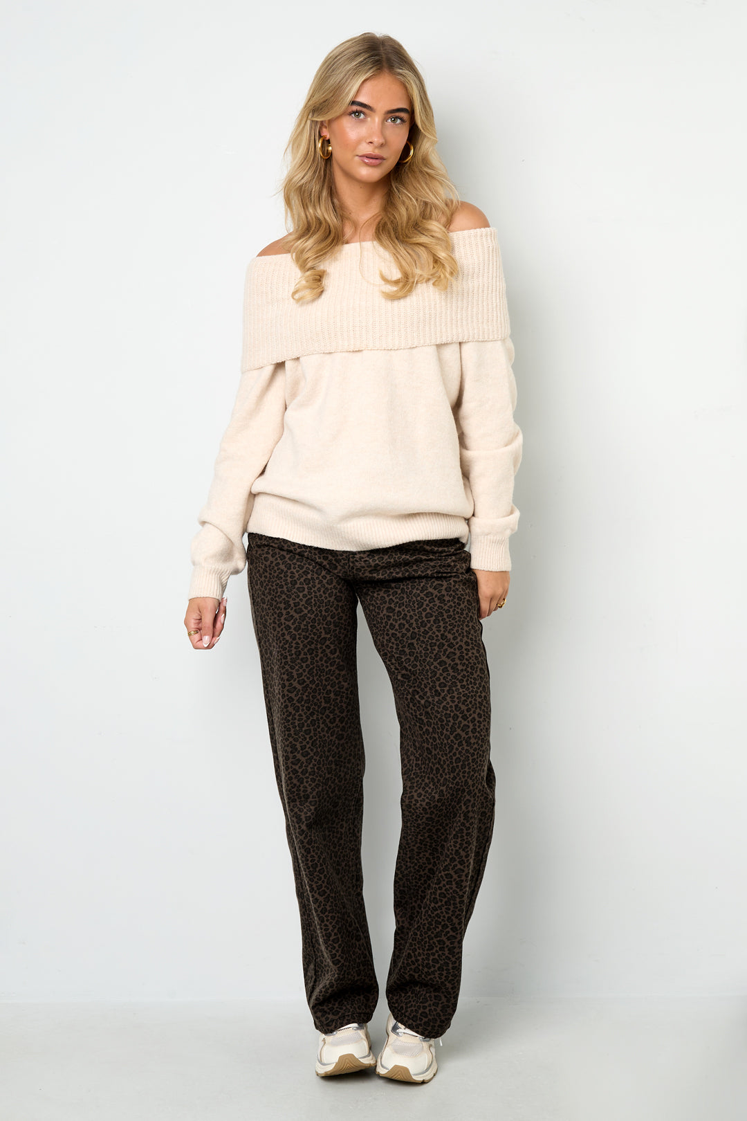 damen pullover off-shoulder einfarbig | polyester | mehrfarbig