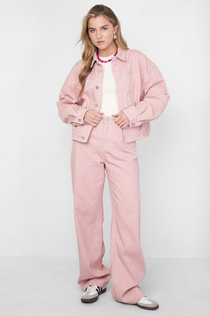 Damen Jeansjacke Set Herzmuster | Baumwolle | Rosa