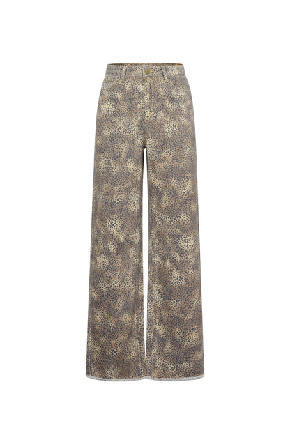 Damen Hose Leopardenmuster | Baumwolle | Weiß