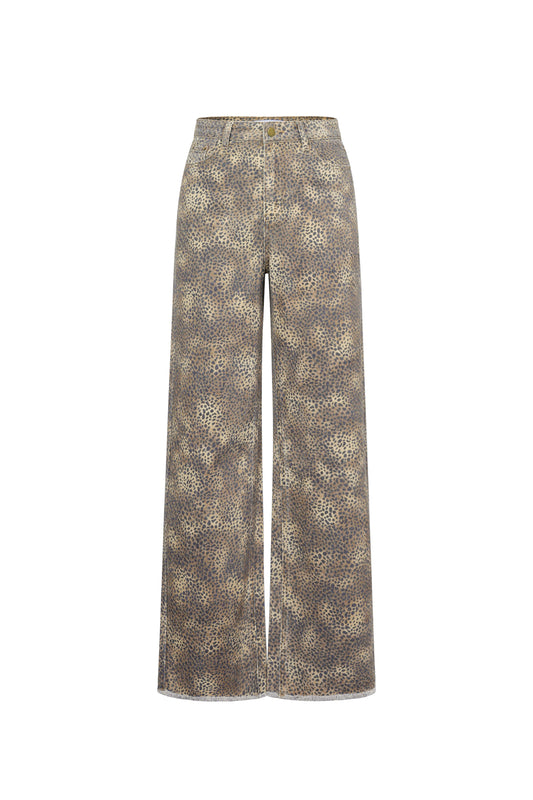 Damen Hose Leopardenmuster | Baumwolle | Weiß