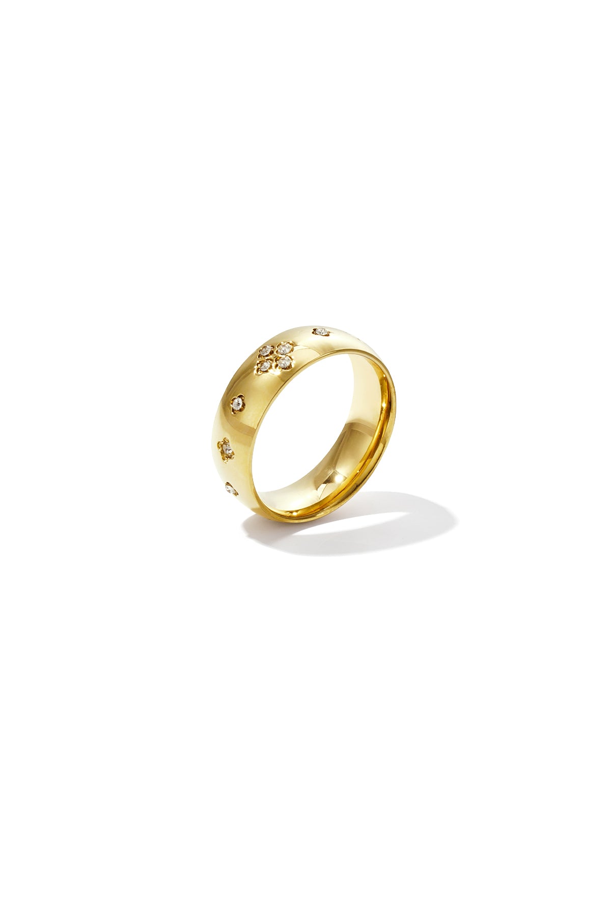 ring mit steinen im kleeblattmuster