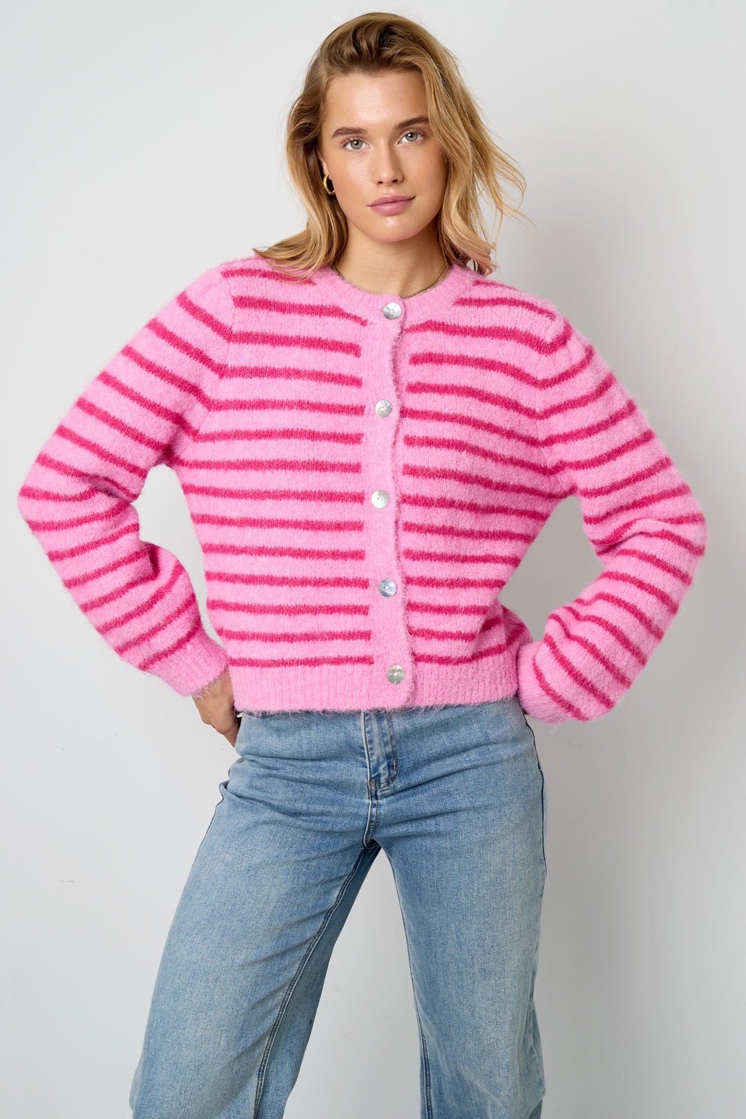 Damen Cardigan Gestreift | Polyester | Mehrfarbig