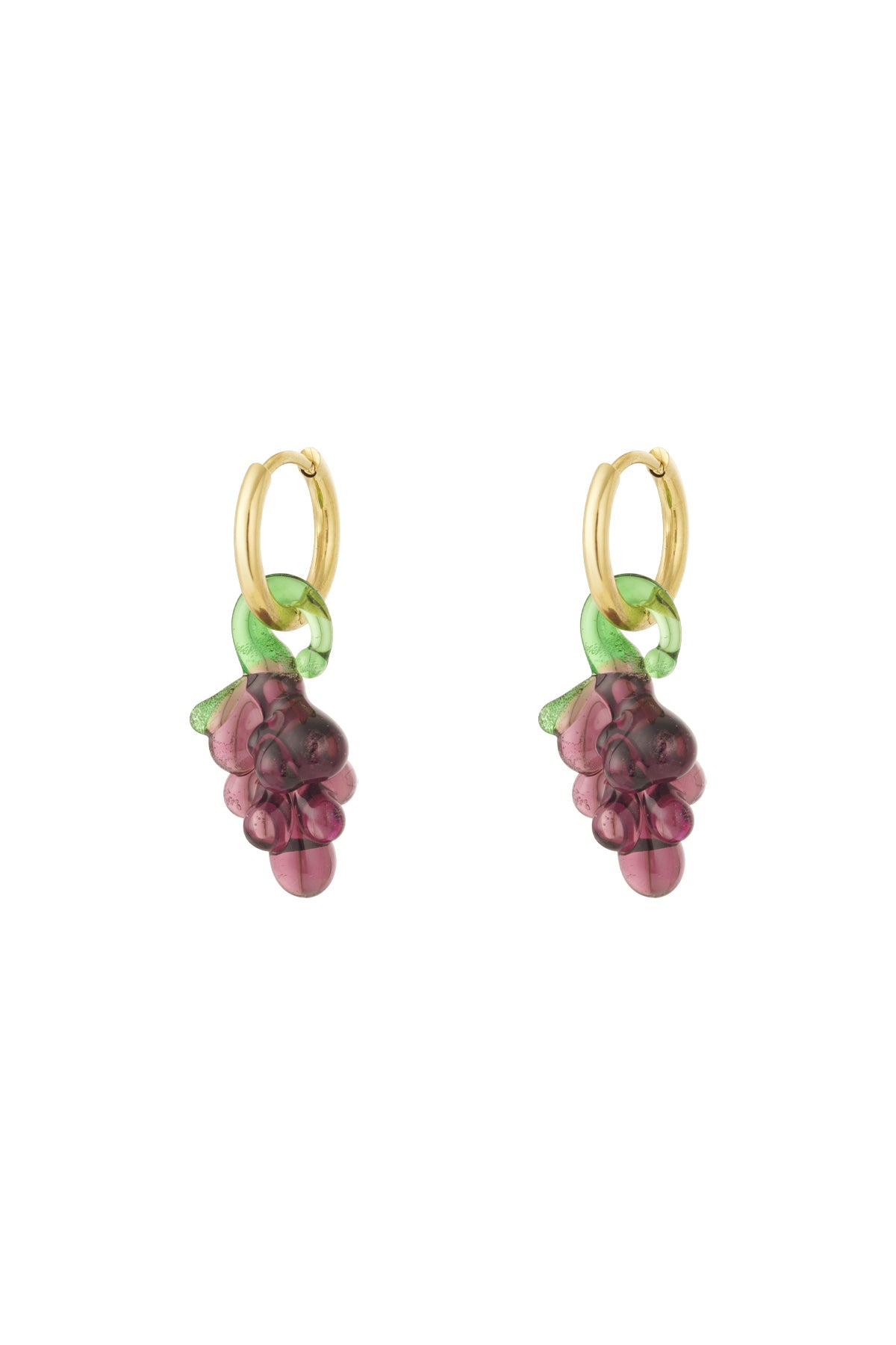 damen ohrringe trauben emaille 14k | edelstahl vergoldet | lila