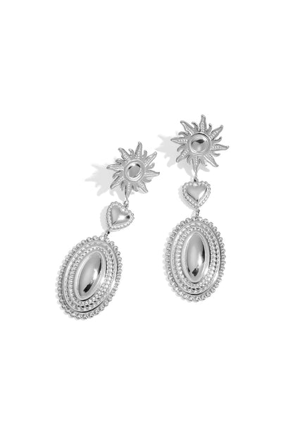 Damen Ohrringe Sonne & Herz | Edelstahl | Gold & Silber