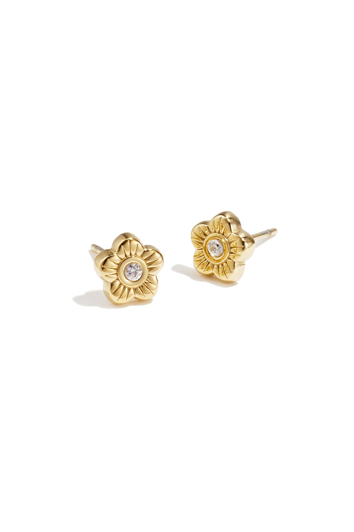 damen ohrstecker blume strass | edelstahl | goldfarbe