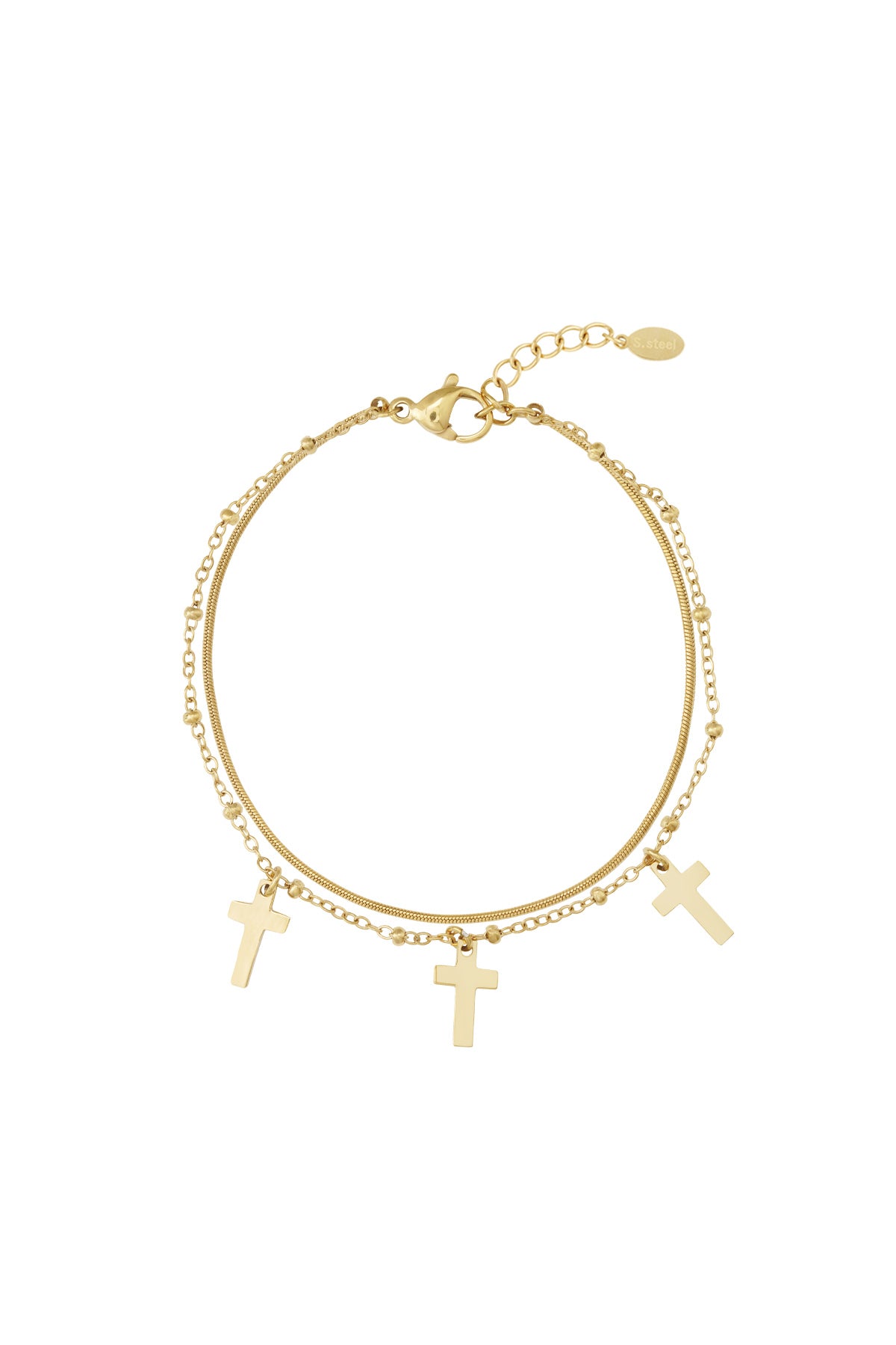 Damen Charm Armband Kreuz | Edelstahl | Gold- und Silberfarbe