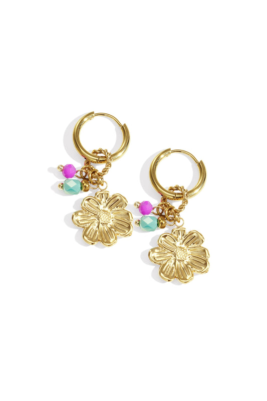 Damen Ohrringe Blumen-Schleife Charm | Edelstahl | Goldfarbe