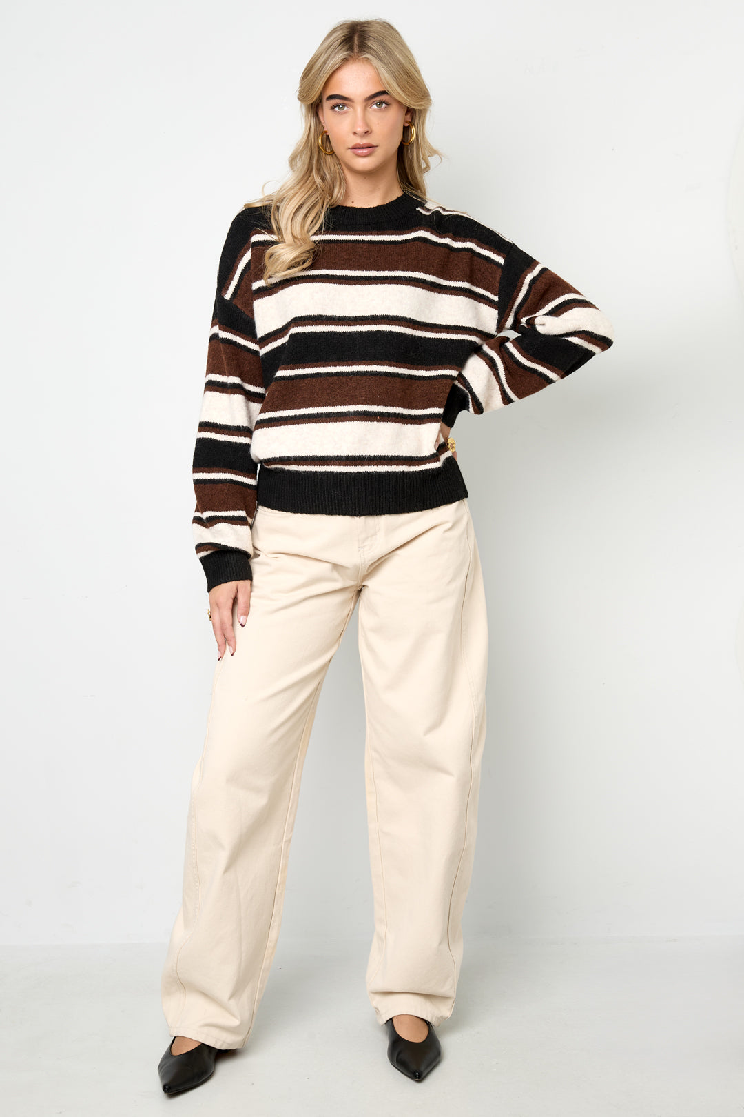 damen pullover strick streifen | polyester | mehrfarbig