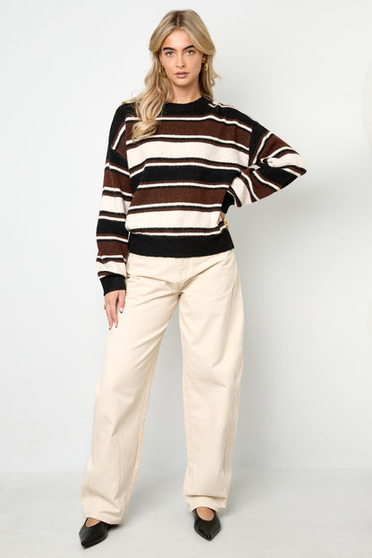 Damen Pullover Strick Streifen | Polyester | Mehrfarbig