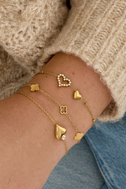 Edelstahl-Charm-Armbänder, Herz, schlichte Alltagsserie, Damenschmuck