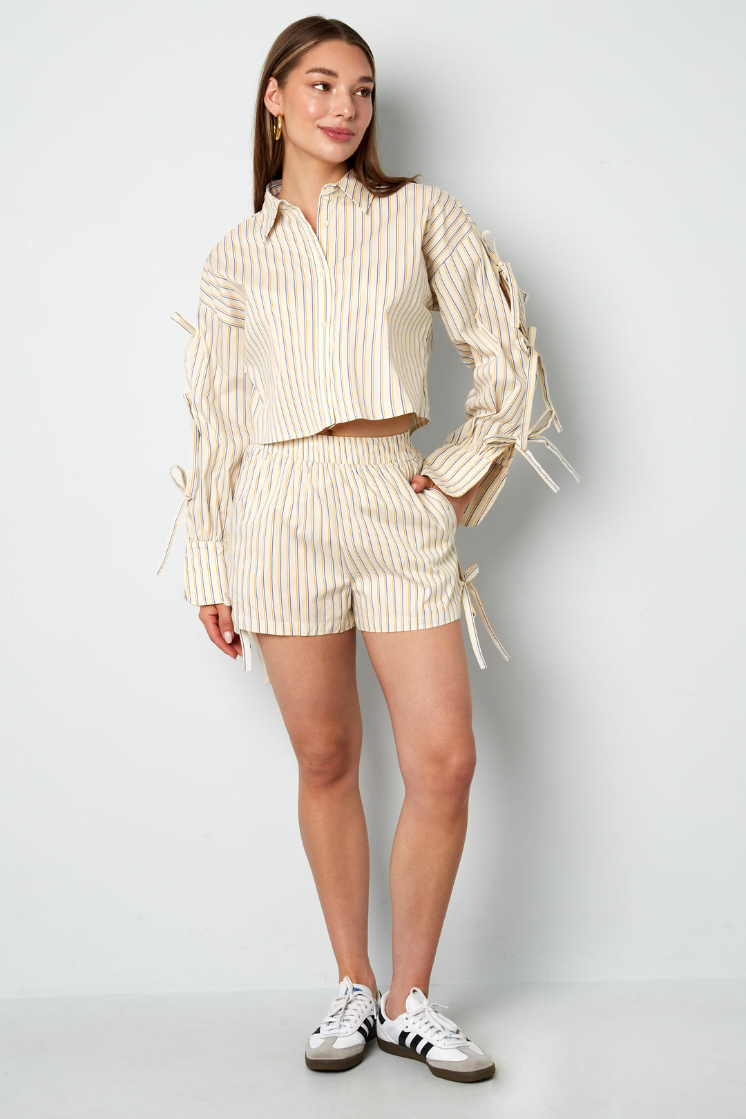 damen shorts streifen bindeband | baumwolle | mehrfarbig
