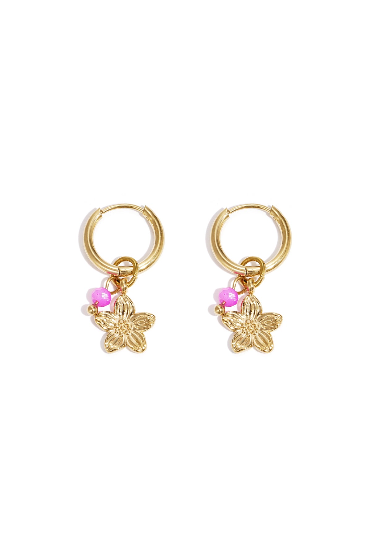 Damen Ohrringe Blume 14K | Edelstahl vergoldet | Gold & Rosa