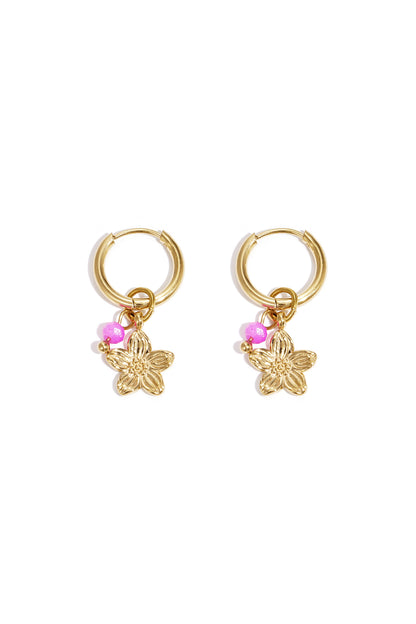 Damen Ohrringe Blume 14K | Edelstahl vergoldet | Gold & Rosa