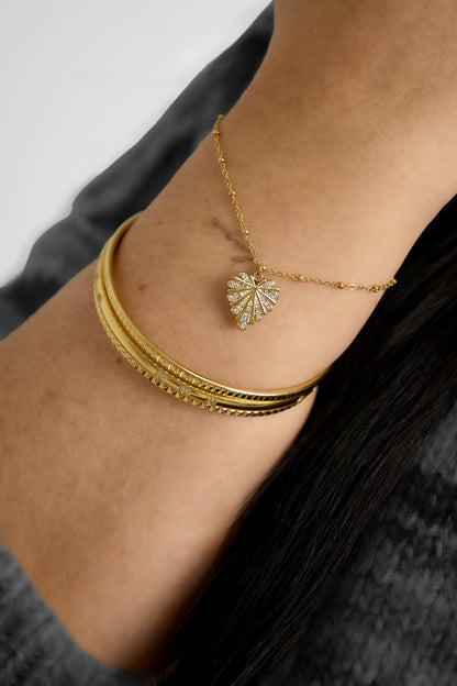 Damen Armband Herz Charm Strass | 304S-Edelstahl | Silberfarbe