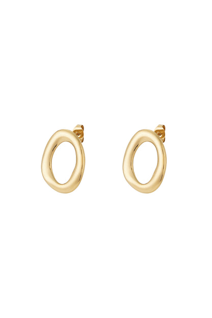 Damen Ohrringe Oval Vergoldet | Edelstahl | Goldfarbe & Silberfarbe