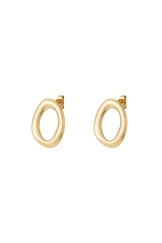 Damen Ohrringe Oval Vergoldet | Edelstahl | Goldfarbe & Silberfarbe