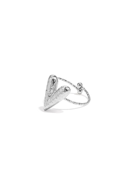 Damen Ring Herz Gehämmert | Edelstahl | Goldfarbe & Silberfarbe