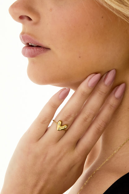 Edelstahl Statement Ringe Herz Casual Daily Simple Serie Damenschmuck