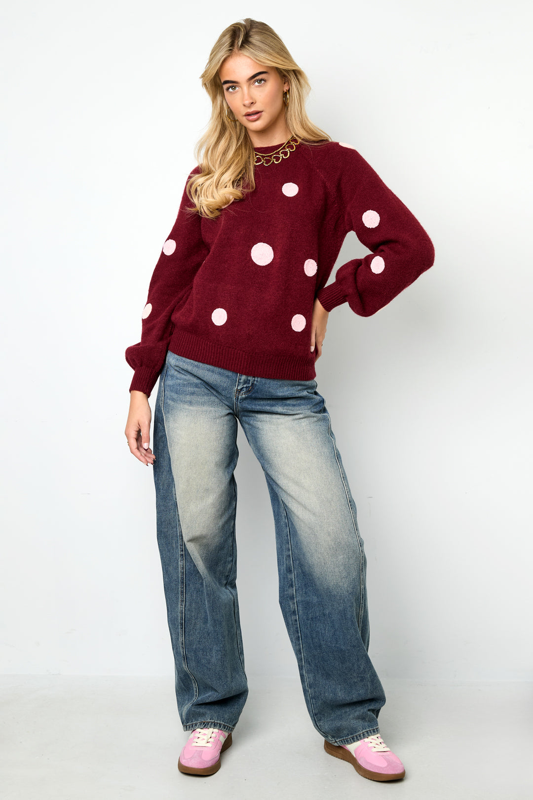 damen pullover gepunktet luxus | polyester | mehrfarbig