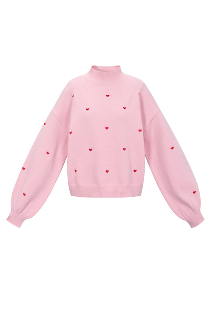Damen Pullover Herzmuster Strick | Acryl | Mehrfarbig