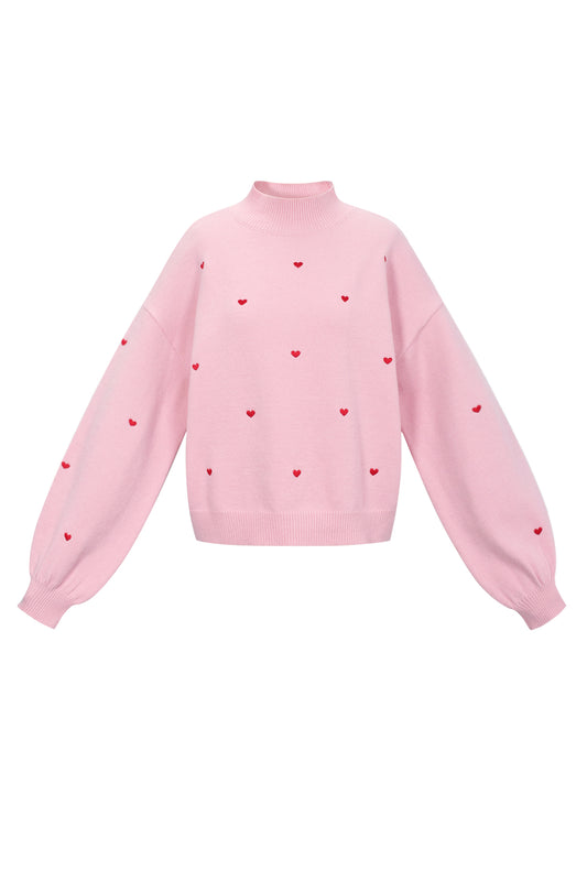 Damen Pullover Herzmuster Strick | Acryl | Mehrfarbig