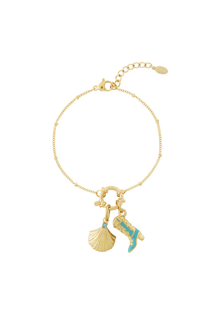 Damen Armband Herz Stein | Vergoldet | Goldfarbe