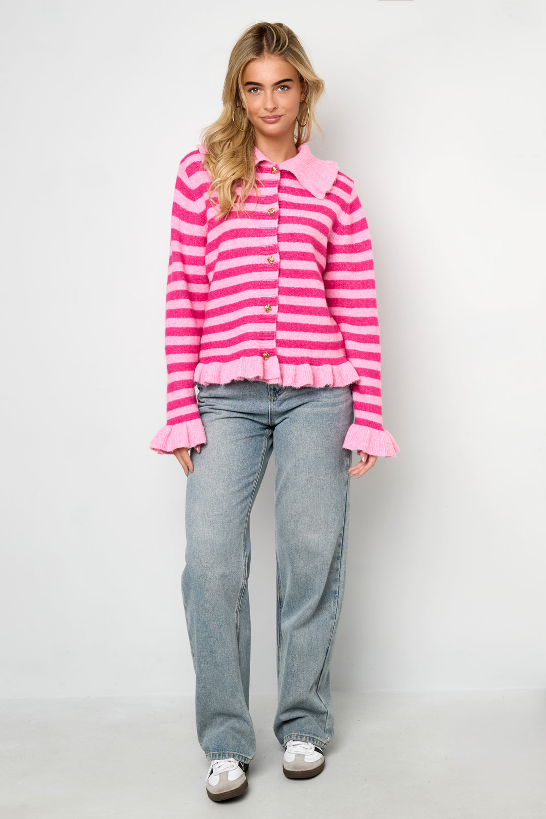 damen cardigan strick streifen | polyester | mehrfarbig