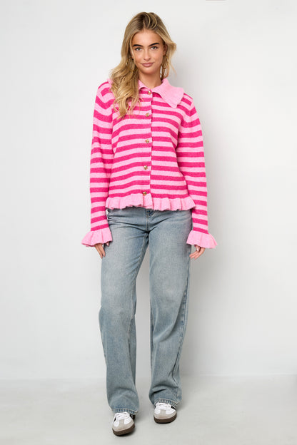 Damen Cardigan Strick Streifen | Polyester | Mehrfarbig