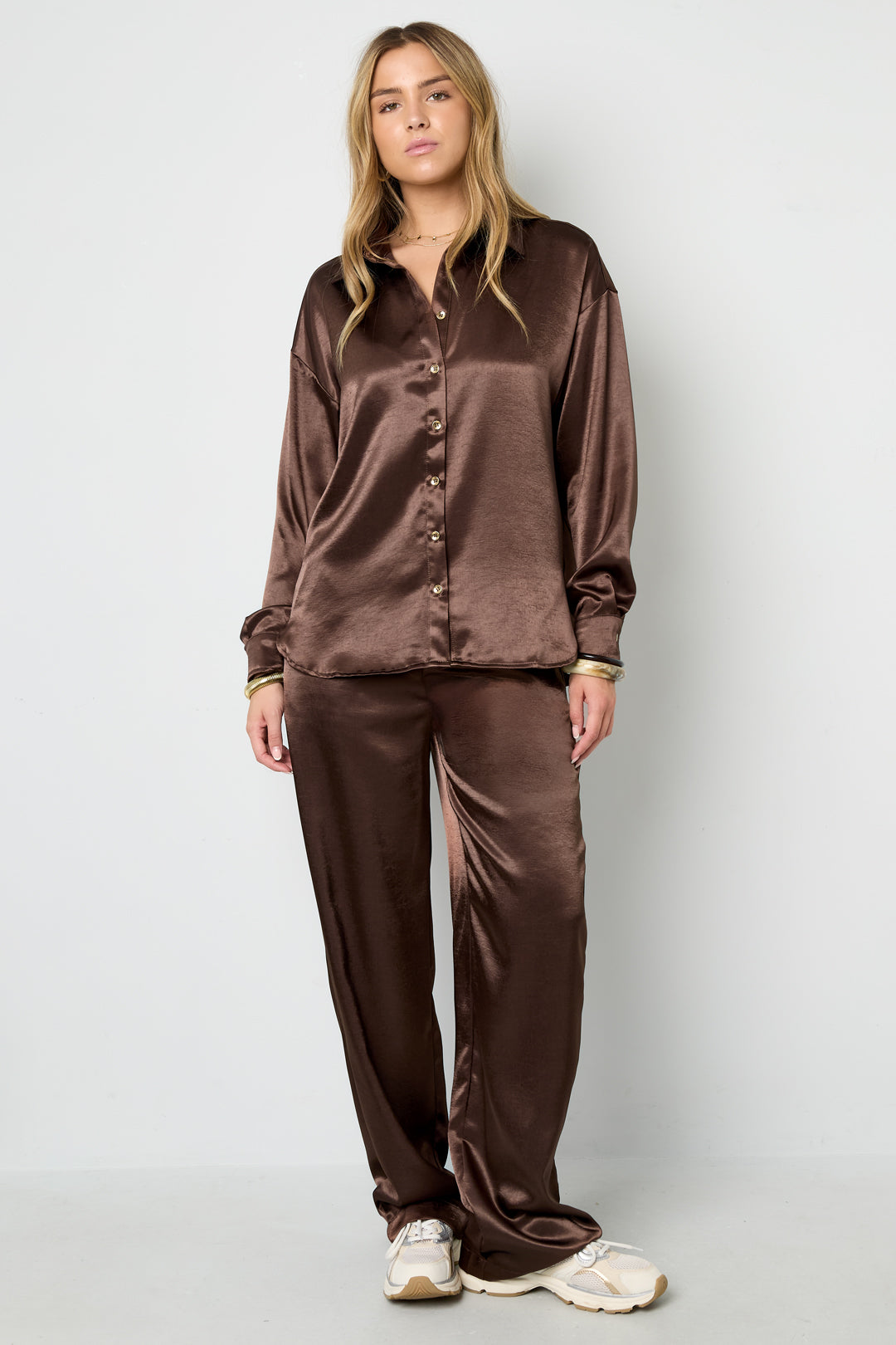 damen hose lässig uni | polyester | mehrfarbig