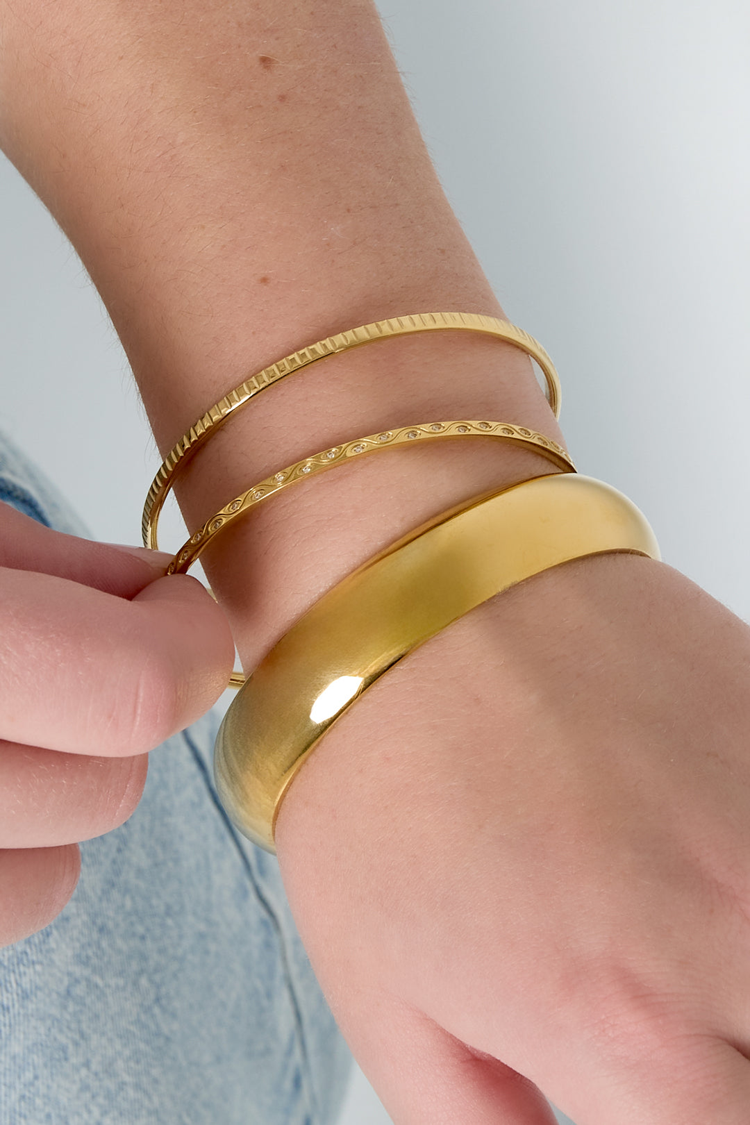 Damen Armreif Unregelmaessige Form | Edelstahl | Gold- und Silberfarbe