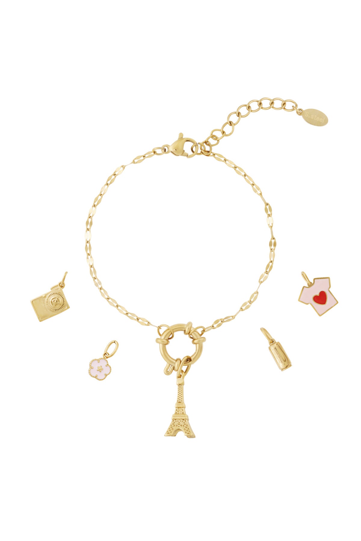 damen armband emaille blume | edelstahl | goldfarbe