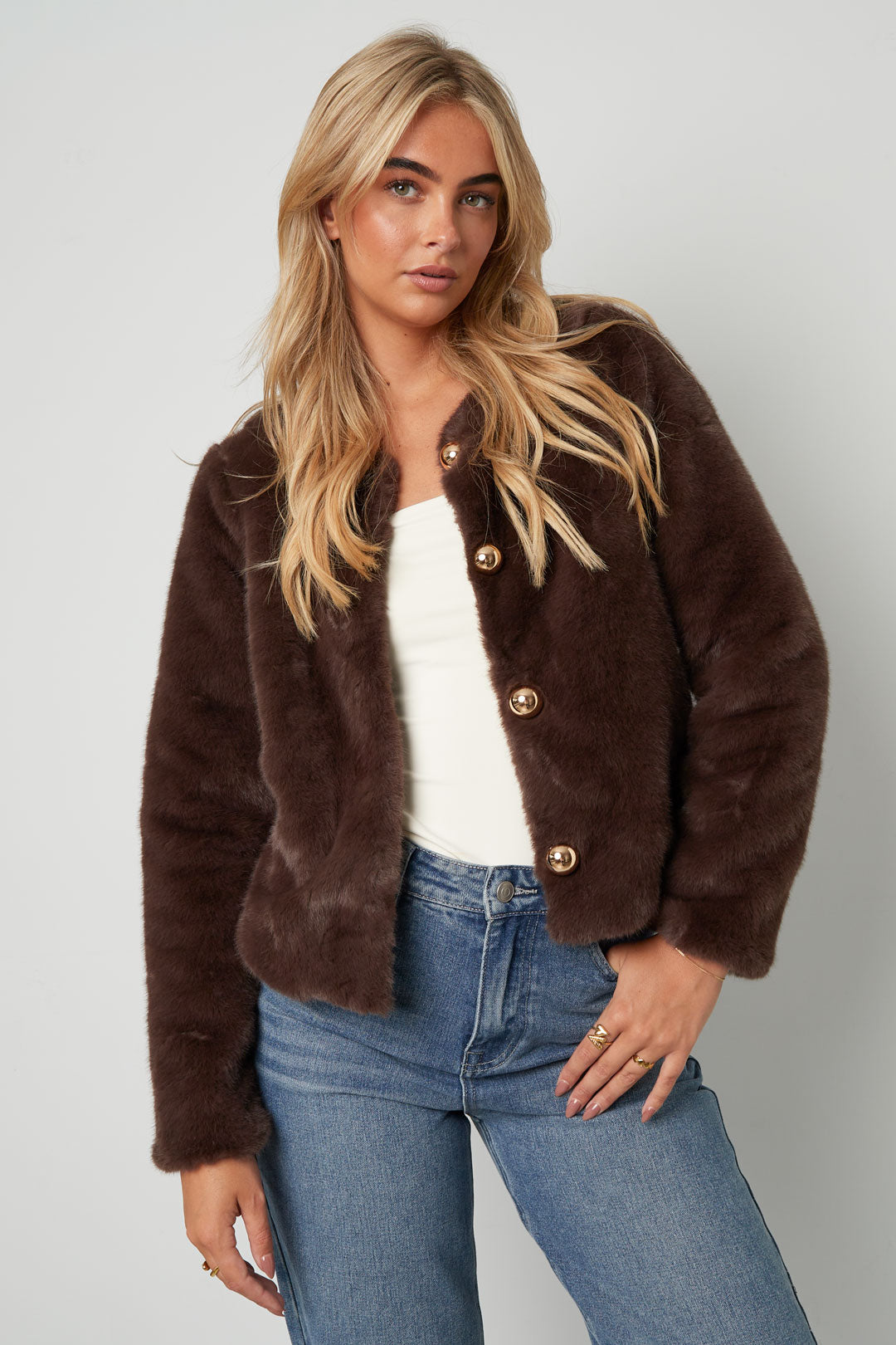 Damen Jacke Vollton Herbst | Polyester | Brauntöne