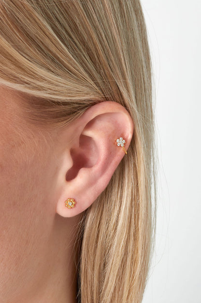 Damen Ear Cuff & Nasenmanschette Blume Zirkon | Kupfer | Goldfarbe & Silberfarbe
