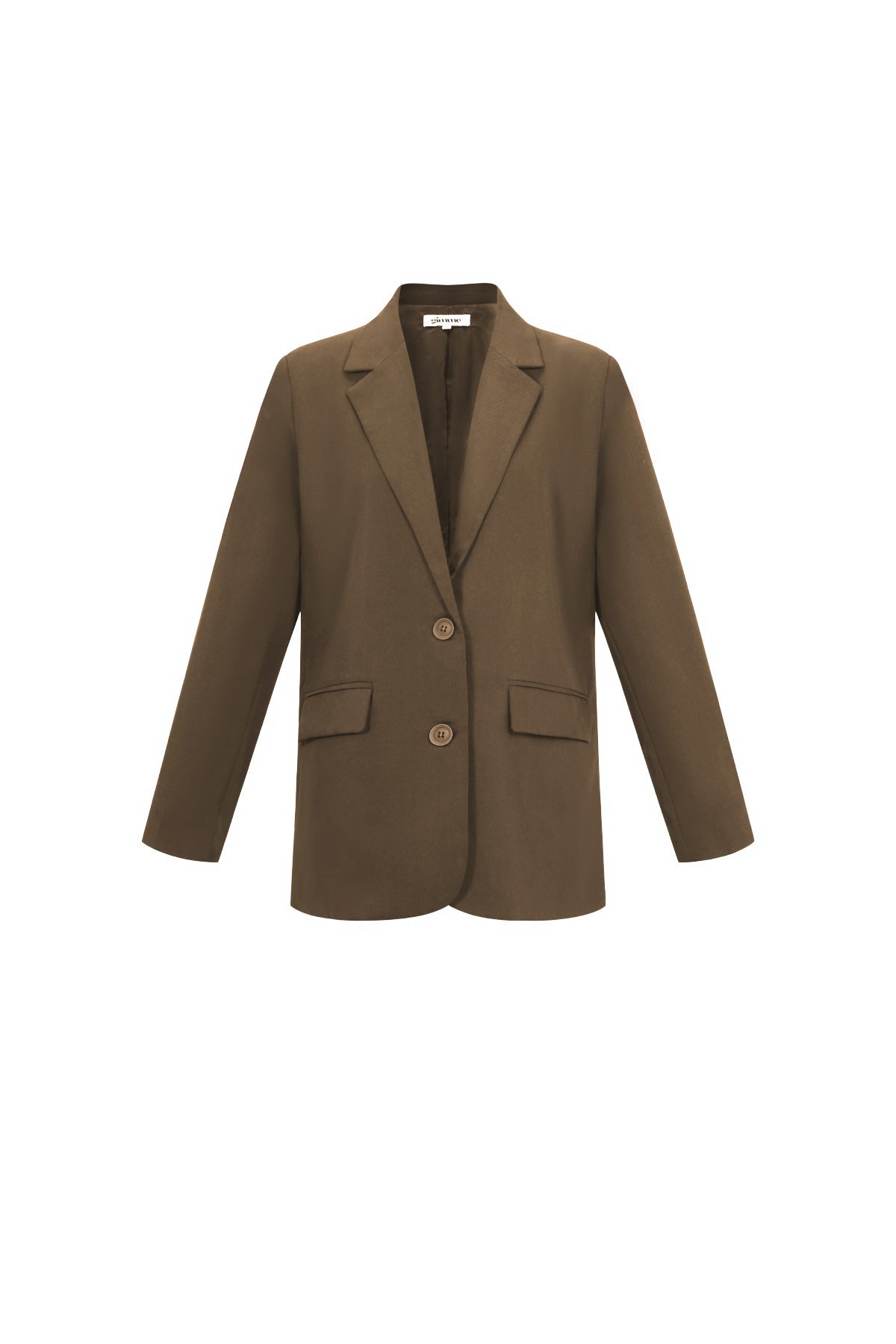 Damen Blazer Gewebt | Letter-Print | Kaffeebraun & Grau